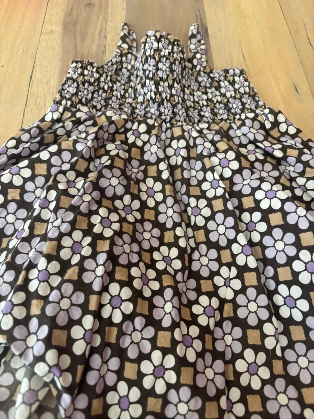 Gymboree Brown Floral Smocked Dress with Lavender Accents